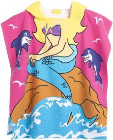 img 4 attached to Kids Beach Bath Towel Poncho with Hood - Cute Soft Cartoon Swim Towels Wrap for Boys and Girls (mermaid03, 2-7 Years)