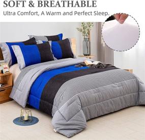 img 3 attached to 🛏️ King Blue and Grey Reversible Down Alternative Comforter Set for King Bed - Includes 1 Comforter and 2 Pillowcases - Soft Microfiber Bedding Duvet Set - Size: 90”×104”