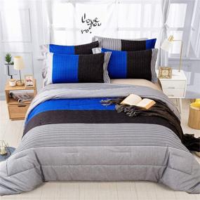 img 4 attached to 🛏️ King Blue and Grey Reversible Down Alternative Comforter Set for King Bed - Includes 1 Comforter and 2 Pillowcases - Soft Microfiber Bedding Duvet Set - Size: 90”×104”