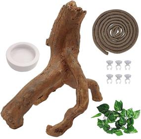 img 4 attached to 🦎 Resin Reptile Driftwood Decoration: Tfwadmx Decaying Tree Root Lizard Hideout Cave Aquarium Trunk Ornament with Bendable Jungle Vines – Ideal Terrarium Supplies for Bearded Dragons, Geckos, Spiders, Snakes, and Fish