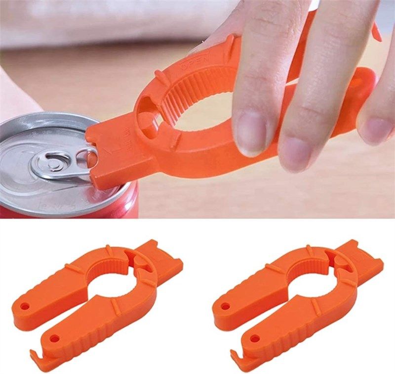 Can Opener and Beer Bottle Opener Bartender with 4.2 Long Silicone Handle,  Pop Top Can Tab Opener for Long Nails, Bottle Opener for Arthritic Hand