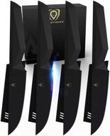 🔪 high performance dalstrong steak knife set - 4-piece - titanium nitride coated blades - shadow black series - nsf certified logo