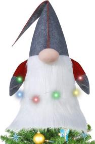 img 4 attached to 🎄 Large Scandinavian Swedish Tomte Gnome Tree Topper, Battery Operated - Oubomu Lighted Christmas Tree Topper for Xmas, Christmas Decorations Home Party Gift