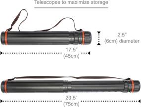 img 3 attached to 🗂️ Черная пластиковая телескопический труба для хранения документов и постеров - 17,5” x 2,5” диаметр - с нейлоновым плечевым ремнем - 1 упаковка