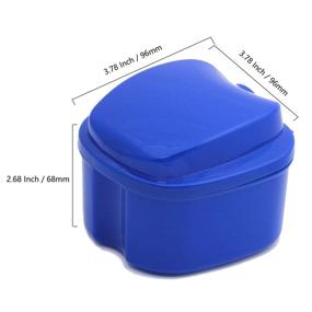 img 3 attached to 🦷 Коробка для протезов KISEER 2 штуки: удобный контейнер для хранения во время путешествий с щеткой для чистки и ситом (светло-синий и синий)