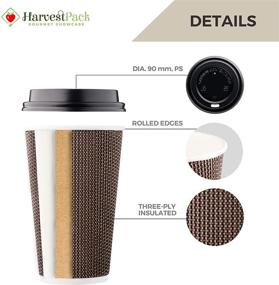 img 3 attached to ☕ Premium 16 oz Insulated Ripple Paper Cup with Lid - Brown Geometric Design, Perfect for Coffee, Tea, Hot Chocolate To Go! [85 Sets]