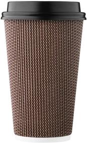 img 4 attached to ☕ Premium 16 oz Insulated Ripple Paper Cup with Lid - Brown Geometric Design, Perfect for Coffee, Tea, Hot Chocolate To Go! [85 Sets]