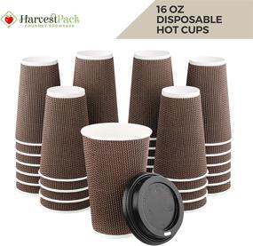 img 2 attached to ☕ Premium 16 oz Insulated Ripple Paper Cup with Lid - Brown Geometric Design, Perfect for Coffee, Tea, Hot Chocolate To Go! [85 Sets]