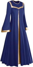 img 1 attached to 👗 Loose Fit Bi Color Metallic Praise Dance Long Robe Dress for Women • Liturgical Church Worship Costume • Full Length Maxi Dancewear