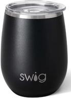 🍷 swig life 14oz wine tumbler with lid, stainless steel, dishwasher safe, portable, triple insulated wine tumbler - matte black logo