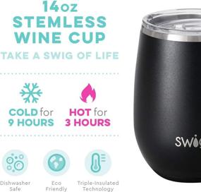 img 3 attached to 🍷 Swig Life 14oz Wine Tumbler with Lid, Stainless Steel, Dishwasher Safe, Portable, Triple Insulated Wine Tumbler - Matte Black