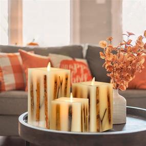 img 3 attached to 🕯️ Petristrike Flameless Flickering Candles: Birch Led Candles for Fall & Christmas Decor - Set of 3 Ivory Wax Pillars with Remote Timer