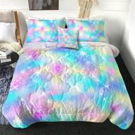🛏️ sleepwish glitter comforter set (twin, turquoise blue pink) - super soft quilted bedding set for all seasons with marble abstract design - includes 4 piece sets: comforter, 2 pillow shams, and 1 cushion cover logo
