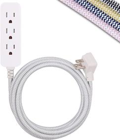 img 4 attached to Ultimate 10 Ft Braided Power Strip: Cordinate Designer 3-Outlet with Surge Protection, Safety Outlets, Flat Plug, UL Listed - White/Grey, 37914