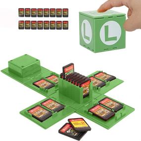 img 4 attached to Организуйте и Защитите ваши игры для Nintendo Switch с зеленым чехлом для игровых карт Nintendo Switch Luigi - 16 слотов