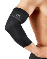 👕 copper heal elbow compression sleeve - high copper infused recovery brace for stiff muscles & joints - support tendonitis, tennis & basketball - size m логотип