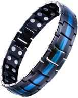 🔗 feraco titanium steel magnetic bracelet for men with double row strong magnets, pain relief, unique line design, adjustable size logo