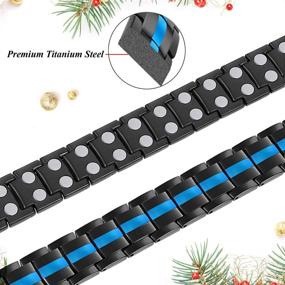 img 3 attached to 🔗 Feraco Titanium Steel Magnetic Bracelet for Men with Double Row Strong Magnets, Pain Relief, Unique Line Design, Adjustable Size