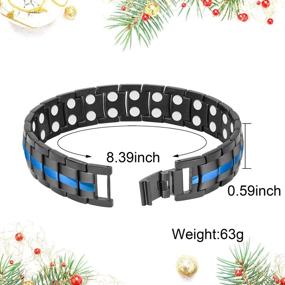 img 2 attached to 🔗 Feraco Titanium Steel Magnetic Bracelet for Men with Double Row Strong Magnets, Pain Relief, Unique Line Design, Adjustable Size