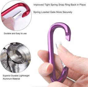 img 3 attached to 🔑 Pack of 12 Aluminum Keychain Carabiner Clips with 3" D-Ring, Steel Rings, and Stainless Steel Wire Cable - Ideal for Camping, Outdoors, Hiking, Fishing, Traveling, Sports, Home Use