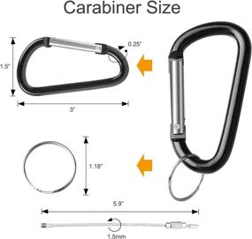 img 2 attached to 🔑 Pack of 12 Aluminum Keychain Carabiner Clips with 3" D-Ring, Steel Rings, and Stainless Steel Wire Cable - Ideal for Camping, Outdoors, Hiking, Fishing, Traveling, Sports, Home Use