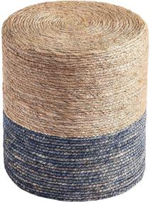 img 4 attached to 🌿 Versatile Wimarsbon Natural Seagrass Foot Stool: Hand-woven Round Ottoman Chair in Natural & Blue for Living Room, Bedroom, Nursery, Kidsroom, Patio, Gym, Outdoor Seat