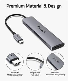img 2 attached to Syntech USB C 3-in-1 Thunderbolt 3 Memory Card Reader Hub for MacBook Pro, iPad Pro, Galaxy, and More - Space Grey
