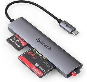 img 4 attached to Syntech USB C 3-в-1 читатель карт памяти Thunderbolt 3 для MacBook Pro, iPad Pro, Galaxy и других устройств - серый космос