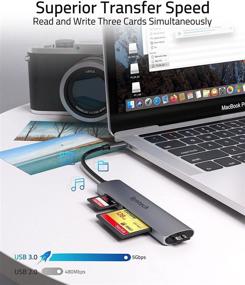 img 3 attached to Syntech USB C 3-в-1 читатель карт памяти Thunderbolt 3 для MacBook Pro, iPad Pro, Galaxy и других устройств - серый космос