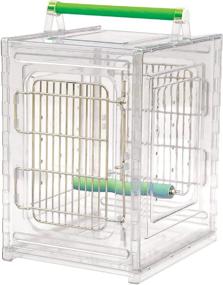 img 4 attached to 🦜 Featherland Paradise Small Polycarbonate Bird Carrier: Perch &#39;n Go Clear View Travel Cage with Handle