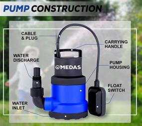 img 3 attached to 💧 Efficient and Portable MEDAS 3/4 HP 550W Submersible Pump: Clean Water Pump for Pool, Pond, and Garden Drainage with Float Switch