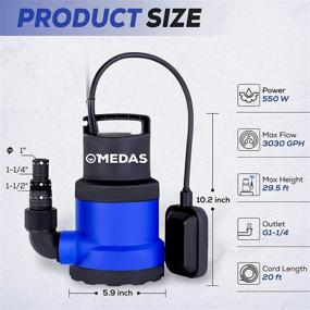 img 2 attached to 💧 Efficient and Portable MEDAS 3/4 HP 550W Submersible Pump: Clean Water Pump for Pool, Pond, and Garden Drainage with Float Switch