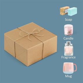 img 2 attached to 🎁 ValBox Премиум Подарочные коробки: 10 штук 8 х 8 х 4 коричневые бумажные подарочные коробки с 20 метрами конопляной веревки - идеально подходят для рождественских подарков, коробок с предложением стать подружкой невесты, легко собираемых коробок.