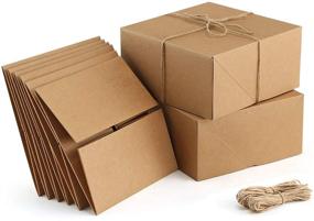 img 4 attached to 🎁 ValBox Премиум Подарочные коробки: 10 штук 8 х 8 х 4 коричневые бумажные подарочные коробки с 20 метрами конопляной веревки - идеально подходят для рождественских подарков, коробок с предложением стать подружкой невесты, легко собираемых коробок.