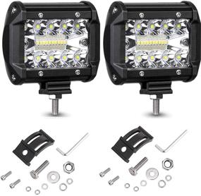 img 4 attached to 🚙 CARVOC 2pcs 4-inch 120W Triple Row Super Bright Cube LED Pods for Cars Trucks, Outdoor Spot Flood Fog Off Road, Boat Driving Lights, LED Work Lights for SUV ATV Boat Lamps