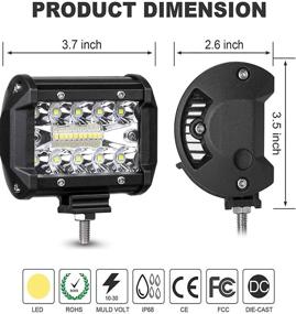 img 2 attached to 🚙 CARVOC 2pcs 4-inch 120W Triple Row Super Bright Cube LED Pods for Cars Trucks, Outdoor Spot Flood Fog Off Road, Boat Driving Lights, LED Work Lights for SUV ATV Boat Lamps