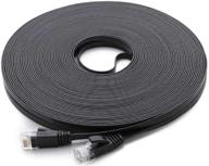 💻 100 ft cat 6 ethernet cable – affordable with higher bandwidth for faster internet – flat networking cable for computers – black lan cable – includes free cable clips and straps logo