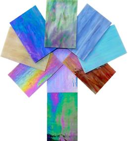 img 2 attached to 🌈 Assorted Rainbow Iridescent Glass Sheets - PALJOLLY 9 Sheets, 4 x 6 inch Stained Glass Sheet for Mosaics and Glass Hobby Projects