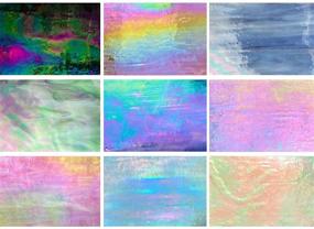 img 4 attached to 🌈 Assorted Rainbow Iridescent Glass Sheets - PALJOLLY 9 Sheets, 4 x 6 inch Stained Glass Sheet for Mosaics and Glass Hobby Projects