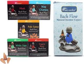 img 2 attached to 🌿 ARO VATIKA Natural Masala Backflow Assorted Incense Cones Variety Pack - 50 Cones (Nag Champa, Dragon's Blood, White Sage, Palo Santo, Musk)