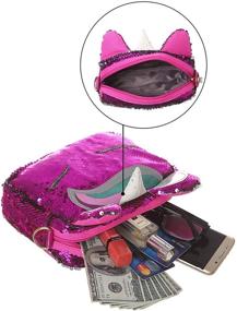 img 3 attached to 🦄 White Women's Handbags & Wallets for Satchels with Unicorn Glitter Sequins - Crossbody Cellphone Girls