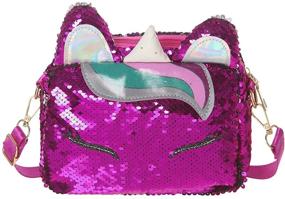 img 4 attached to 🦄 White Women's Handbags & Wallets for Satchels with Unicorn Glitter Sequins - Crossbody Cellphone Girls