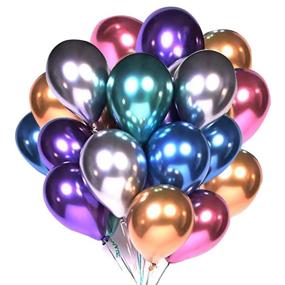 img 1 attached to 🎈 Vibrant Set of 50 Assorted Color 12-Inch Metallic Latex Party Balloons