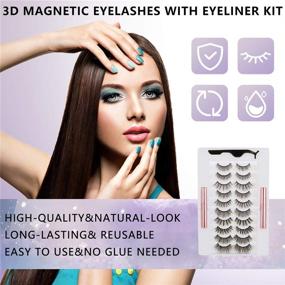 img 3 attached to 😍 Rlaxeris Magnetic Eyelashes and Eyeliner Kit: 10 Pairs of 3D Reusable Waterproof Magnetic False Lashes - Easy to Use, Natural Look, No Glue Needed!