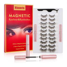 img 4 attached to 😍 Rlaxeris Magnetic Eyelashes and Eyeliner Kit: 10 Pairs of 3D Reusable Waterproof Magnetic False Lashes - Easy to Use, Natural Look, No Glue Needed!