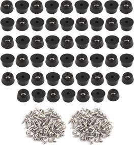 img 4 attached to ⚙️ Sparcore 52 PCS Rubber Feet for Cutting Board (0.31" x 0.59") with Steel Screws and Metal Washer - Anti-Scratch Rubber Feet for Chairs & Furniture