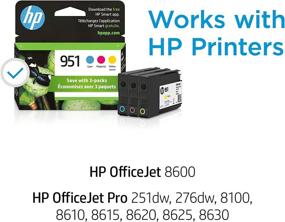 img 3 attached to Original HP 951 Cyan, Magenta, Yellow Ink Cartridges (3-pack) 🔵 for HP OfficeJet 8600 & Pro 251dw/276dw/8100/8610/8620/8630 | Instant Ink Eligible