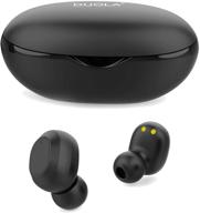 🎧 duola true wireless earbuds bluetooth 5.0 mini in-ear headphones with smart button control, hifi stereo sound, ipx5 waterproof - black logo