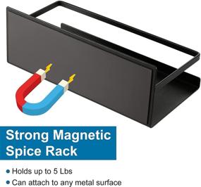 img 2 attached to 🧲 Magnetic Spice Rack Organizer for Refrigerator - 2 Pack with 8 Removable Hooks, Strong Magnetic Shelf for Kitchen and Metal Cabinet (Black)