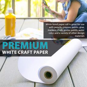 img 3 attached to 🎨 2 Pack - Premium White Kraft Paper Roll 17.75” x 100’ Each (200ft Total), Thick 50 lb Paper for Easel Drawing, DIY Painting, Arts and Crafts Projects, Gift Wrapping - Non-Yellowing, Made in USA